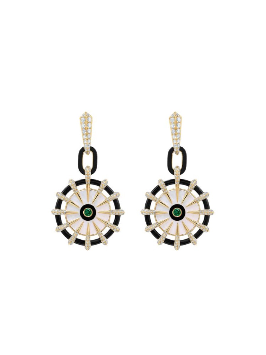 Jewellery State Property | Borsh Discus Drop Enchantress Earrings 18K Yellow Gold