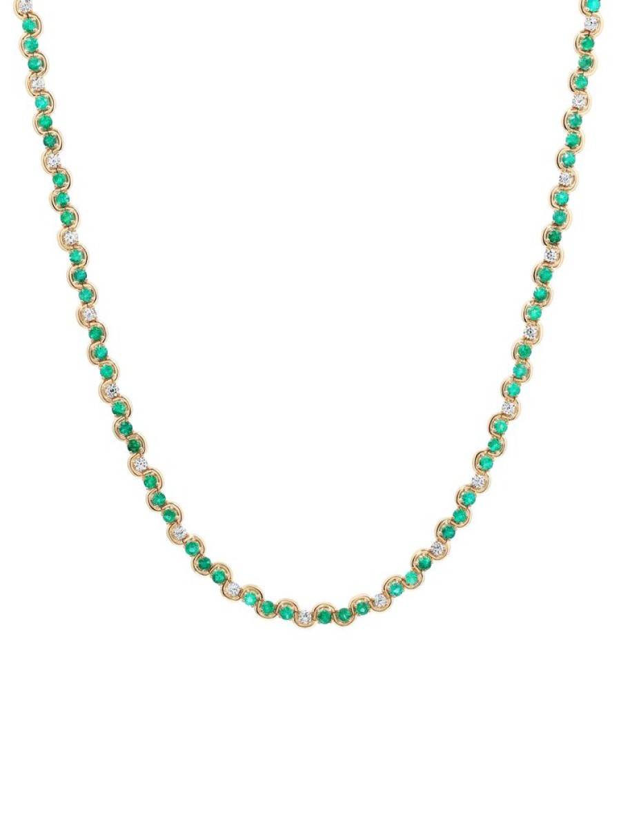 Jewellery State Property | Edessa Emerald Tennis Necklace 18K Yellow Gold