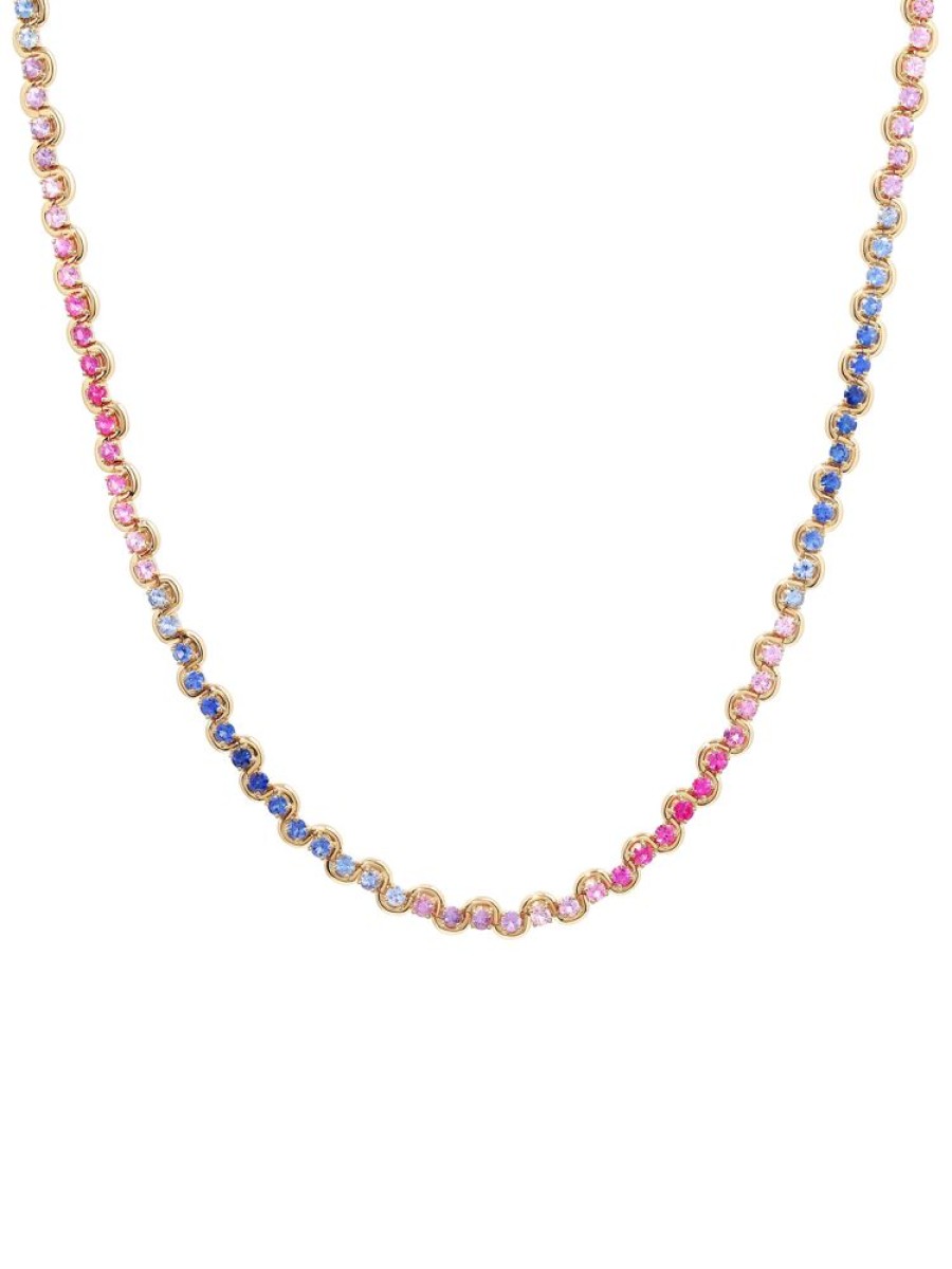 Jewellery State Property | Edessa Mist Sapphire Tennis Necklace 18K Yellow Gold