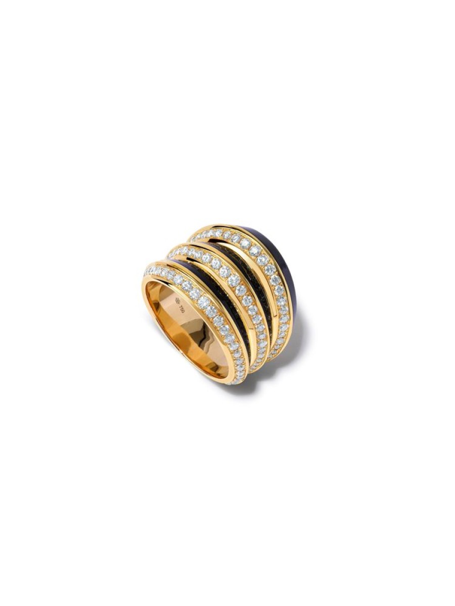 Jewellery State Property | Borsh Accordion Jet Black Ring