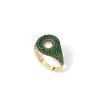 Jewellery State Property | Drew Pave Drape Green Ombre Signet Ring 18K Yellow Gold