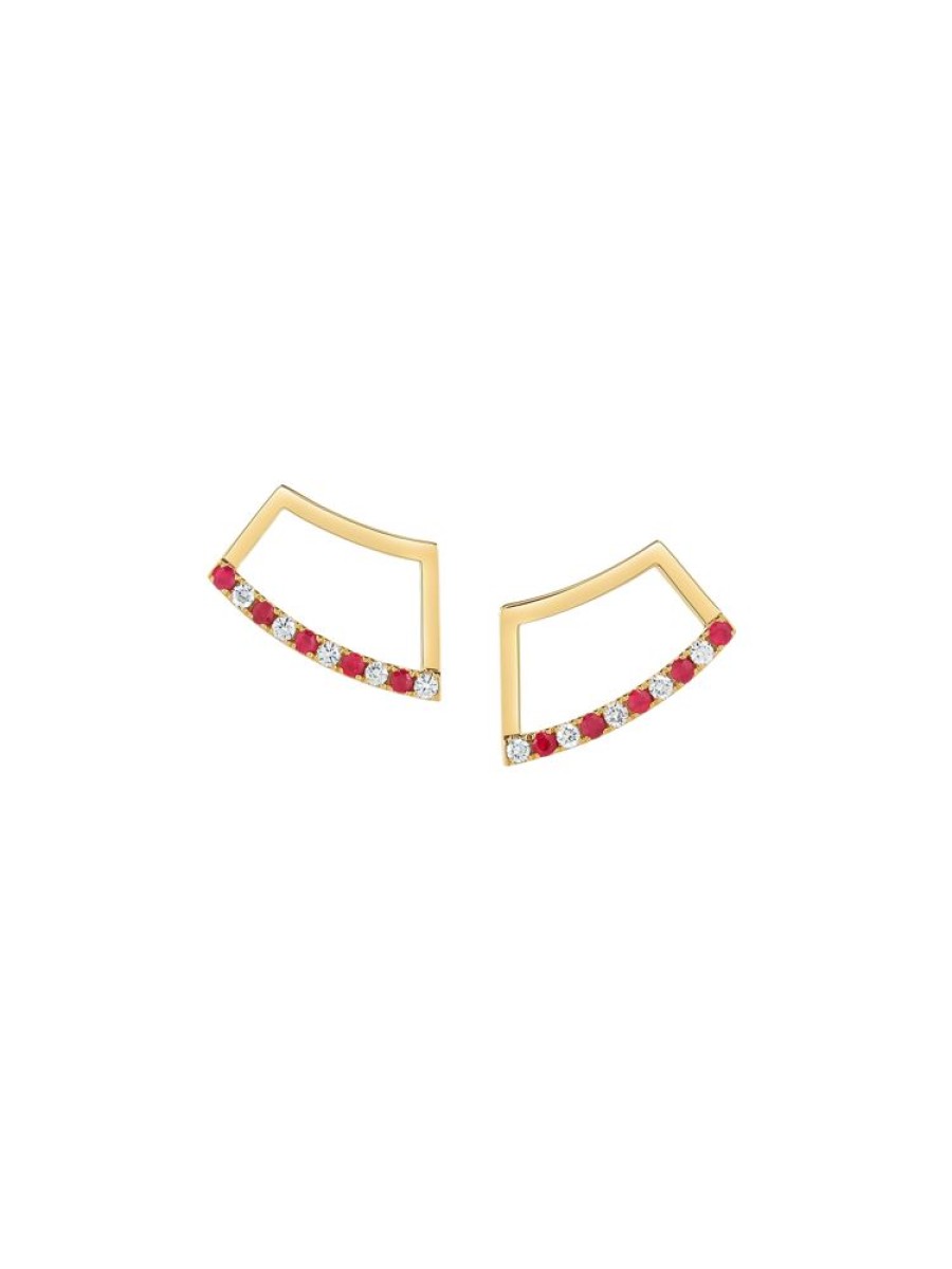 Jewellery State Property | Holmes Red Polka Dot Earrings 18K Yellow Gold