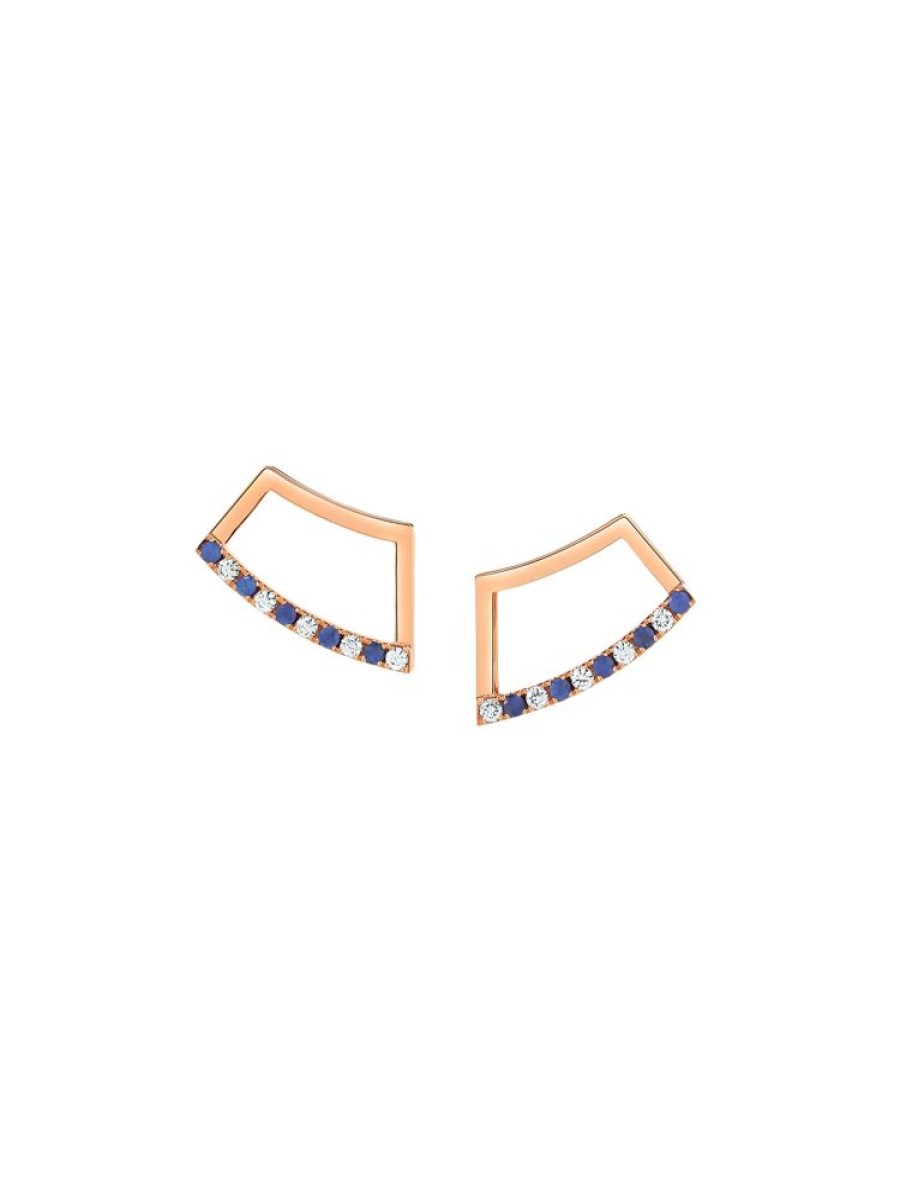 Jewellery State Property | Holmes Blue Polka Dot Earrings 18K Rose Gold