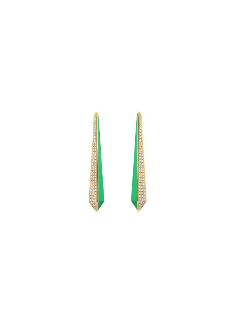 Jewellery State Property | Borsh Obelisk Gots Green Earrings 18K Yellow Gold