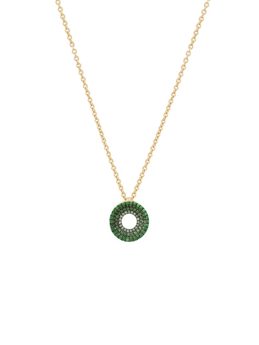 Jewellery State Property | Drew Full Pave Green Ombre Pendant 18K Yellow Gold