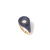 Jewellery State Property | Drew Pave Drape Midnight Blue Ombre Signet Ring 18K Rose Gold