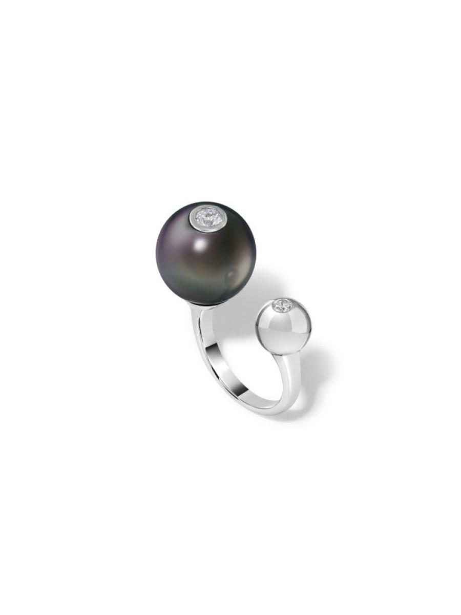 Jewellery State Property | Nemara Grand Noir Ring 18K White Gold