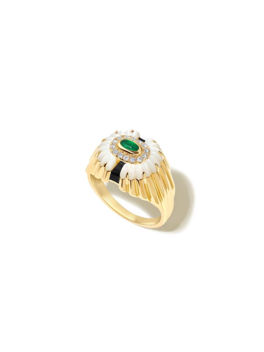 Jewellery State Property | Alara Snowdrop Signet Ring 18K Yellow Gold