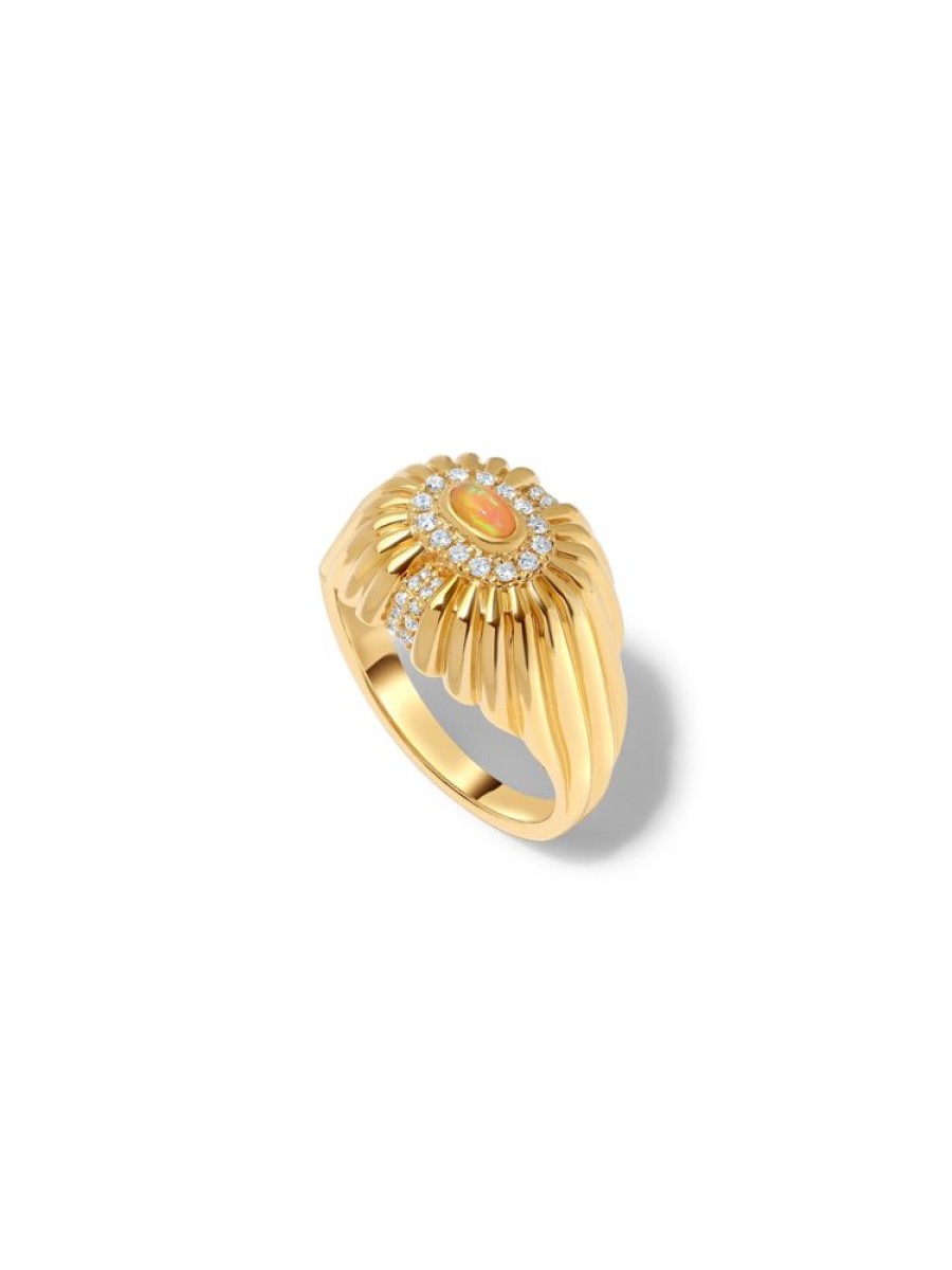 Jewellery State Property | Alara Sunburst Signet Ring 18K Yellow Gold