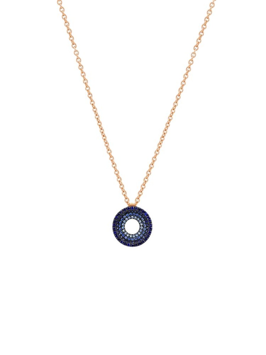 Jewellery State Property | Drew Full Pave Midnight Blue Ombre Pendant 18K Rose Gold