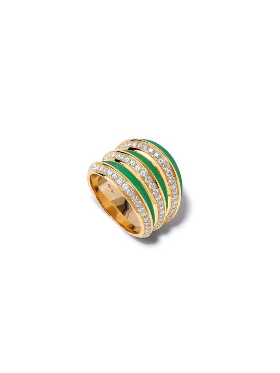 Jewellery State Property | Borsh Accordion Gots Green Ring 18K Yellow Gold