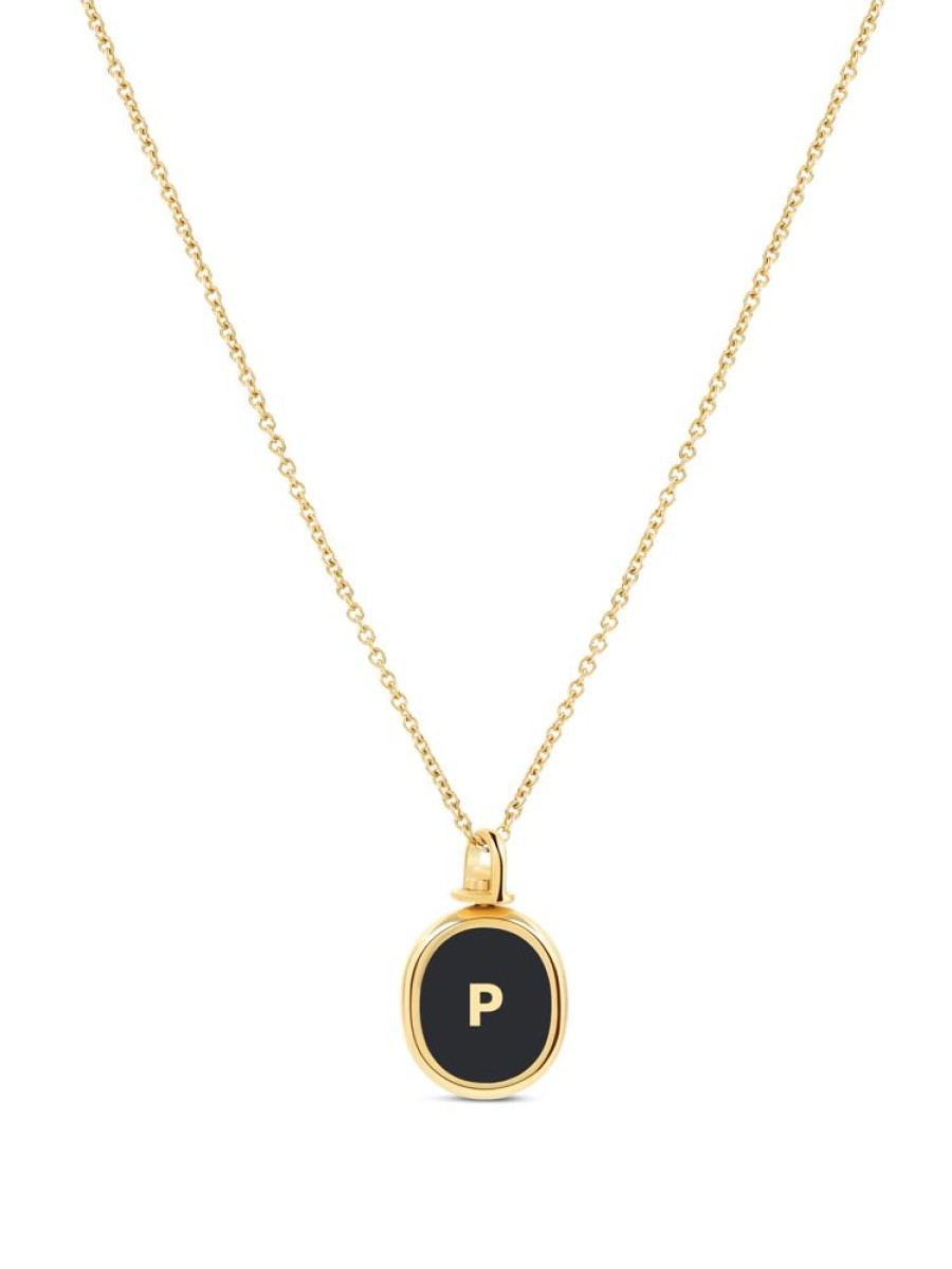 Jewellery State Property | Razi Double Initial Jet Black Pendant