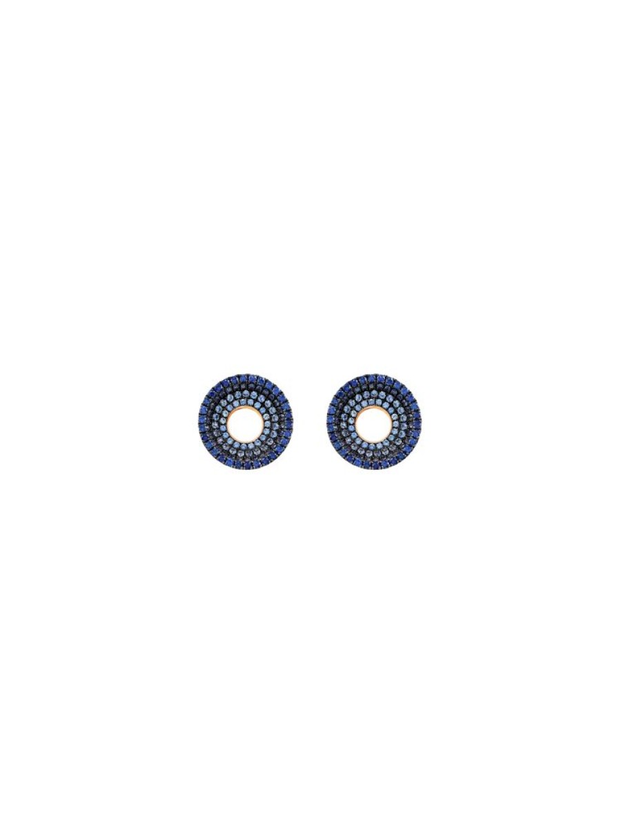 Jewellery State Property | Drew Full Pave Midnight Blue Ombre Earrings 18K Rose Gold